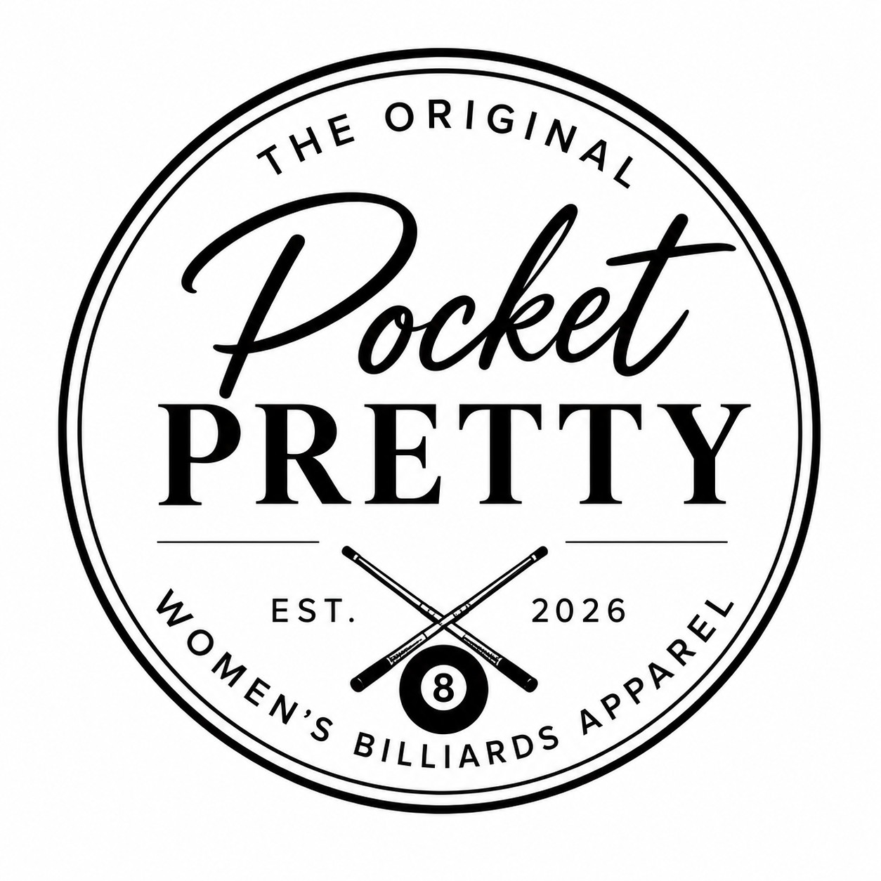 Pocket Pretty women's billiards apparel logo